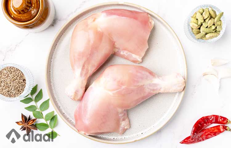 a plate with chicken Thigh