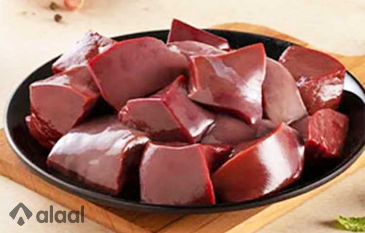 A bowl of sliced mutton liver on a table