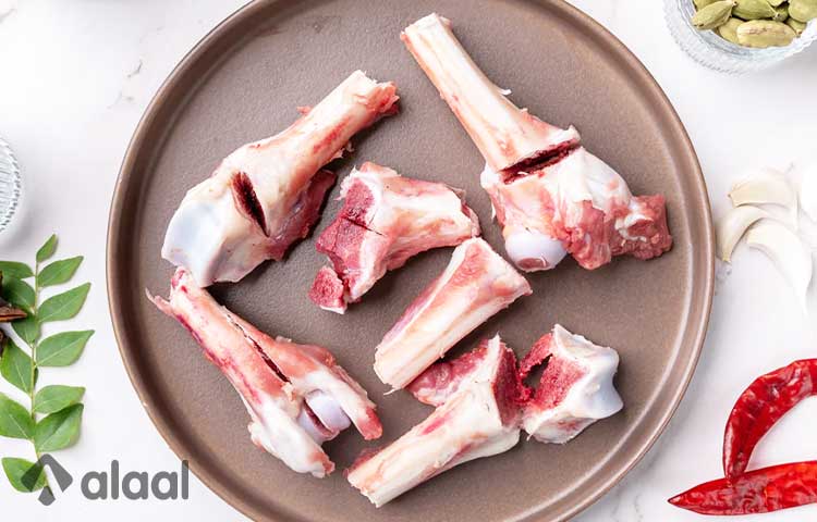 A plate of raw Mutton Soup Bones