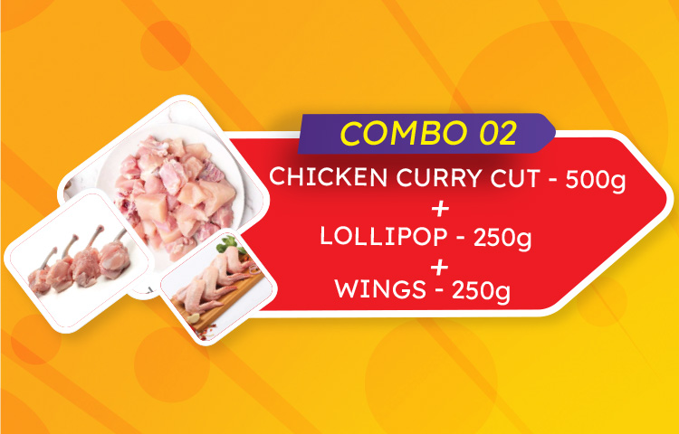 Chicken Curry Cut [500g] + Chicken Wings [250g] + Chicken Lollipop [250g]