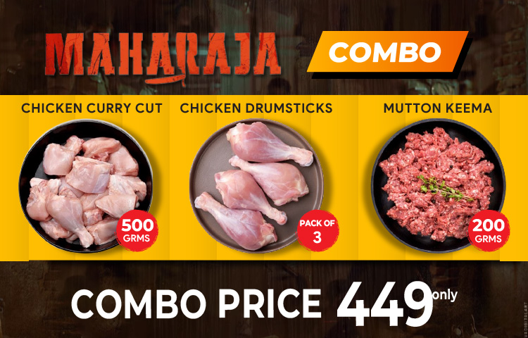 Chicken curry cut [500 gms] + Chicken drumsticks [3 pcs] + mutton keema [200 gms]